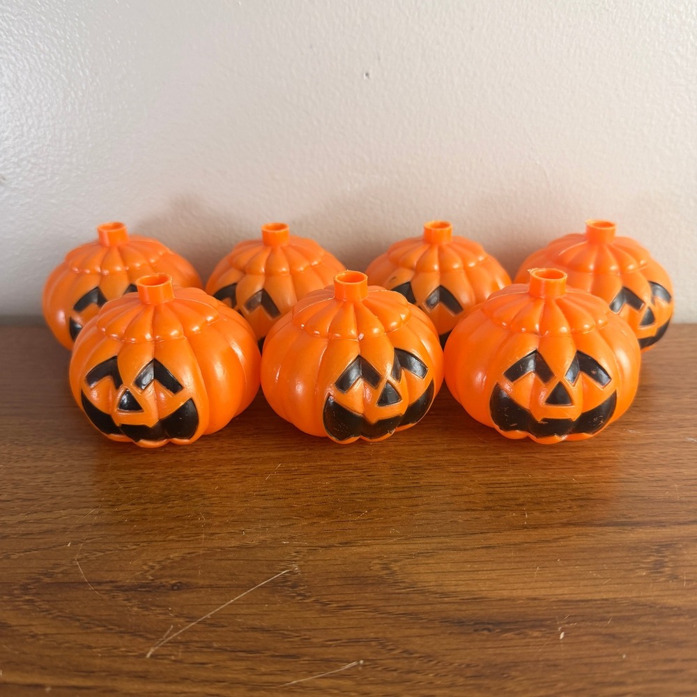 Vintage Halloween Jack O Lantern Pumpkin Light Covers Blow Mold Lot of 7